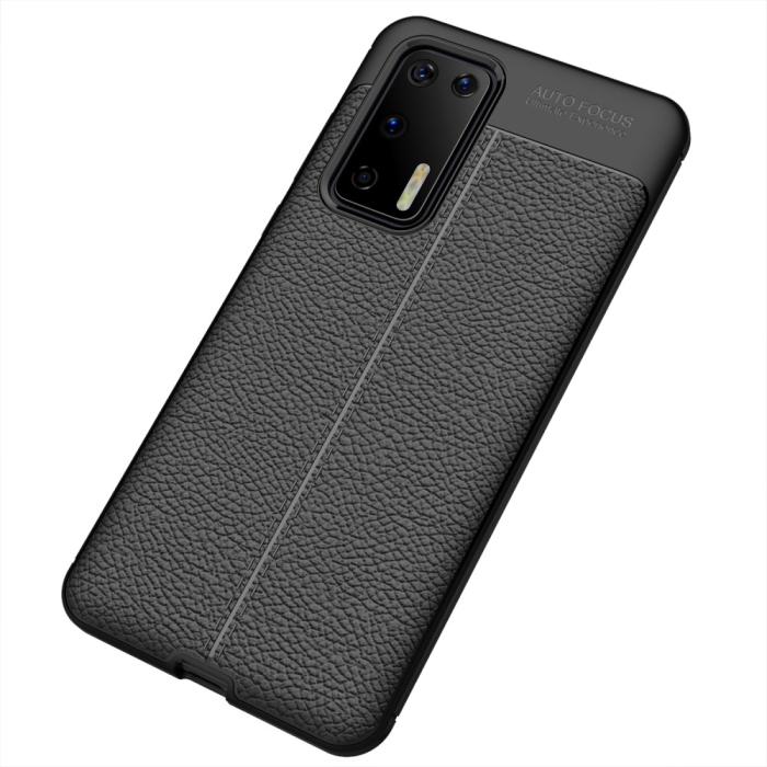 Bild 2, Huawei P40 - Litchi Textur Skal - Svart
