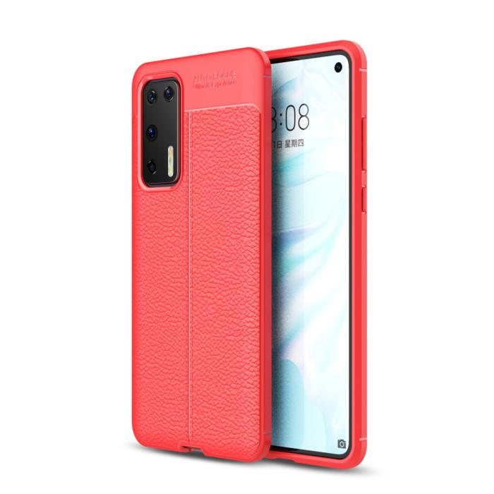 Bild 1, Huawei P40 - Litchi Textur Skal - Röd
