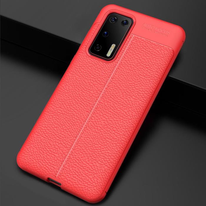 Bild 3, Huawei P40 - Litchi Textur Skal - Röd