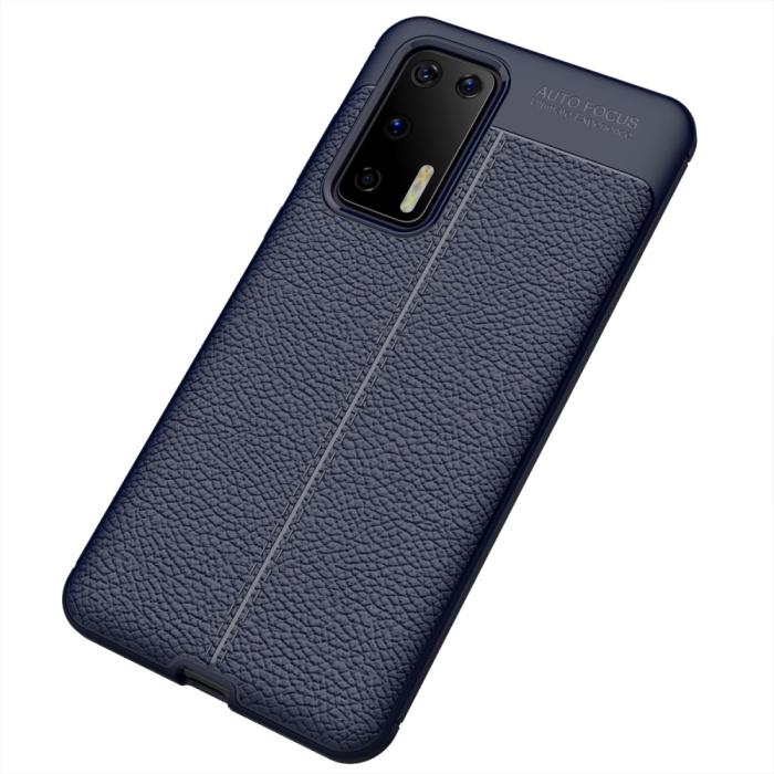 Bild 2, Huawei P40 - Litchi Textur Skal - Mörk Blå