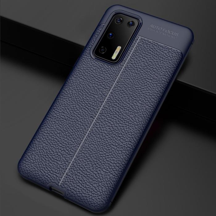 Bild 3, Huawei P40 - Litchi Textur Skal - Mörk Blå