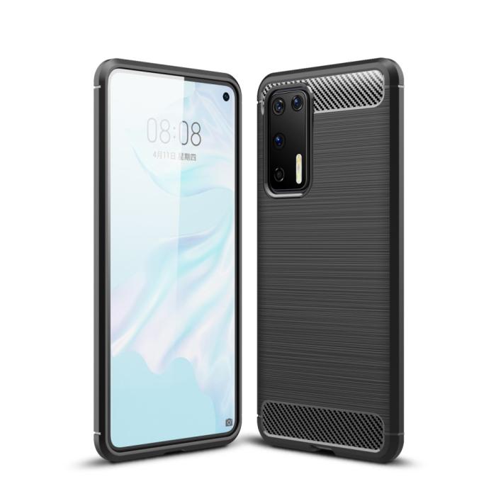Bild 1, Huawei P40 - Brushed Textur Skal - Svart