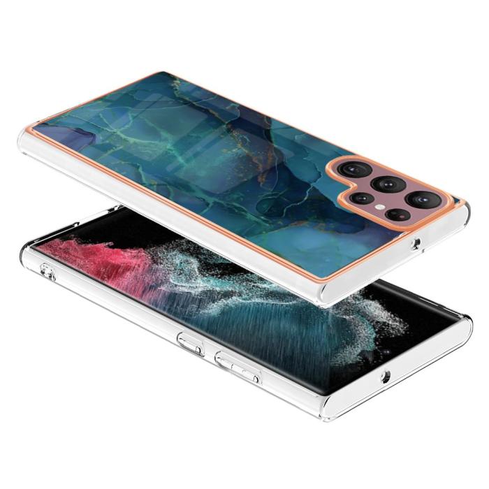Bild 3, Samsung Galaxy S23 Ultra Skal Marmor TPU Grön