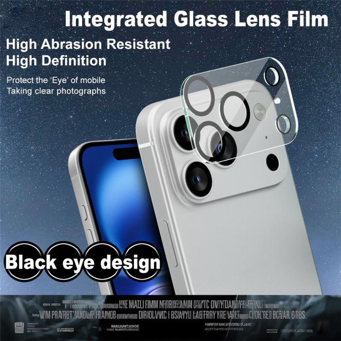 Bild 2, IMAK iPhone 17 Pro Linsskydd Black Rings Härdat Glas