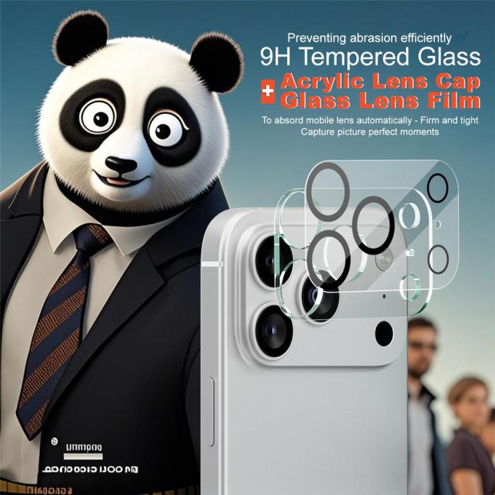 Bild 3, IMAK iPhone 17 Pro Linsskydd Black Rings Härdat Glas