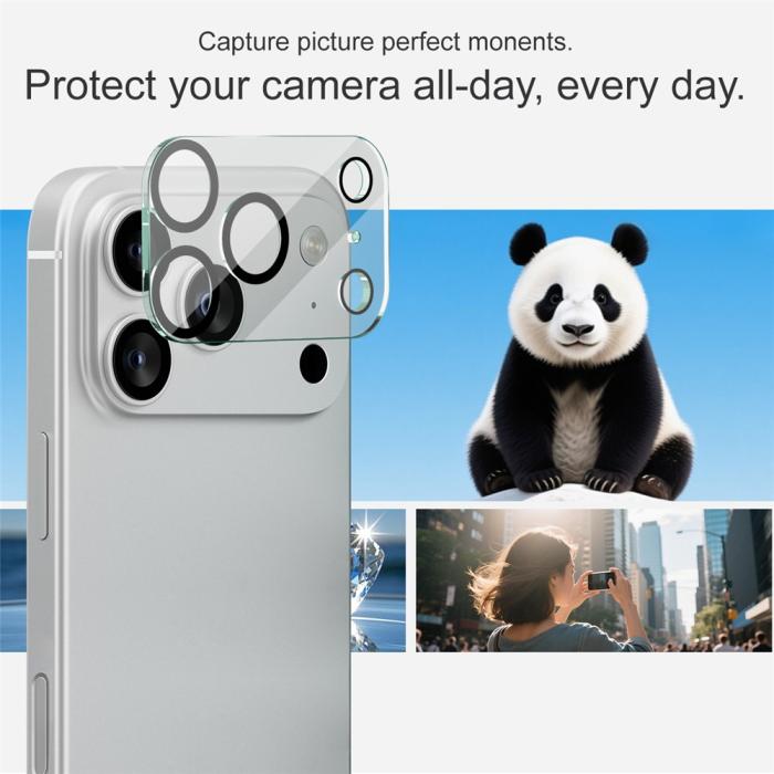 Bild 5, IMAK iPhone 17 Pro Linsskydd Black Rings Härdat Glas