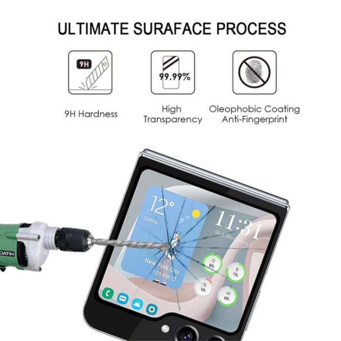 Bild 6, Galaxy Z Flip 6 / 7 FE Skärmskydd Härdat Glas