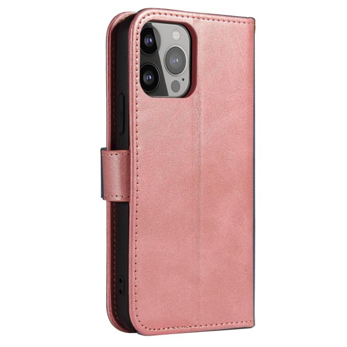 Bild 3, iPhone 13 Pro Plånboksfodral Läder Roséguld