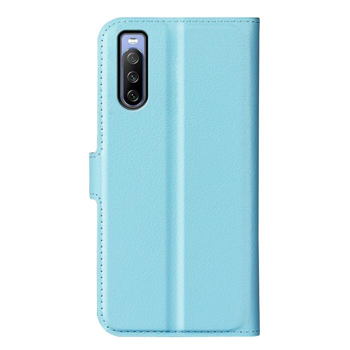 Bild 6, Sony Xperia 10 IV Fodral Litchi Läder Ljus Blå
