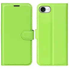 iPhone 17e / 16e Fodral Litchi L&auml;der Gr&ouml;n