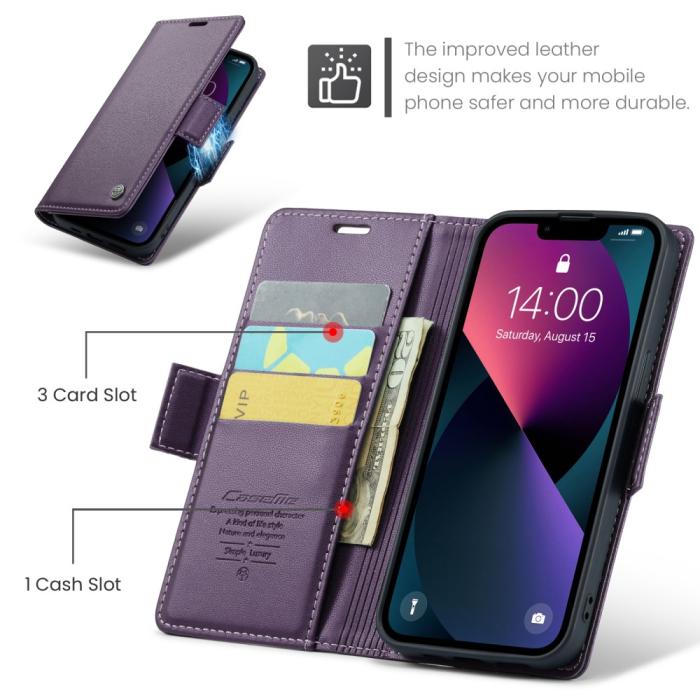 Bild 5, CASEME iPhone 15 Plus Fodral Läder RFID Lila