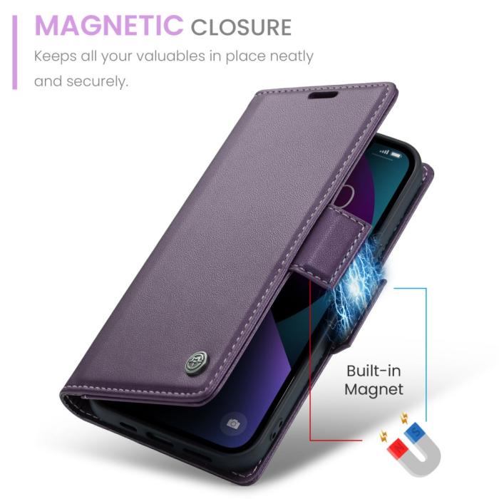 Bild 6, CASEME iPhone 15 Plus Fodral Läder RFID Lila