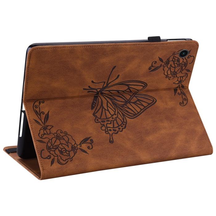 Bild 4, Samsung Galaxy Tab A11 / A9 Fodral Butterfly Flower Brun
