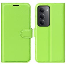 Xiaomi Redmi 15 Fodral Litchi L&auml;der Gr&ouml;n