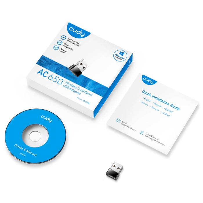 Bild 7, Cudy Wi-Fi Adapter USB WU650 AC650 Svart