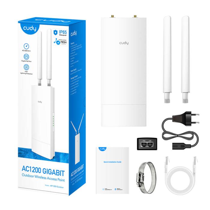 Bild 6, Cudy Access Point AP1300 Outdoor AC1200 Gigabit PoE Mesh Vit