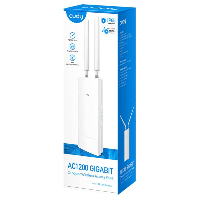 Bild 2, Cudy Access Point AP1300 Outdoor AC1200 Gigabit PoE Mesh Vit