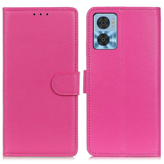 Bild 1, Motorola Moto E22i Fodral Litchi Läder Rosa