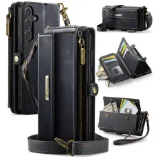 CASEME Galaxy S25 Fodral RFID Multifunktionell L&auml;der Svart
