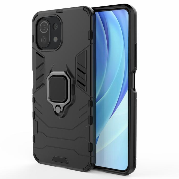 Bild 1, Xiaomi Mi 11 Lite - Hybrid Ring Skal - Svart