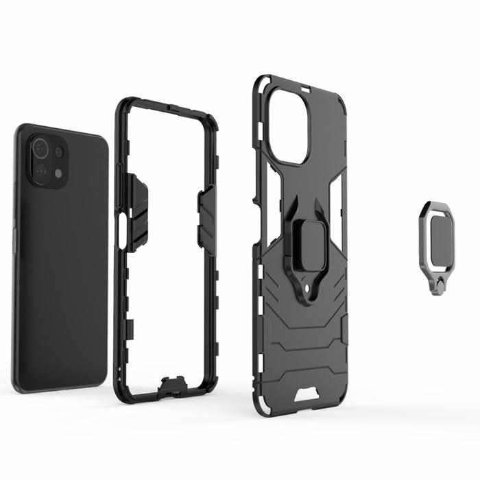 Bild 5, Xiaomi Mi 11 Lite - Hybrid Ring Skal - Svart
