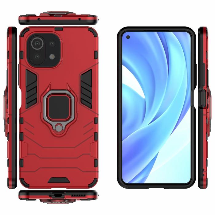 Bild 3, Xiaomi Mi 11 Lite - Hybrid Ring Skal - Röd