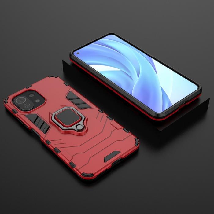 Bild 5, Xiaomi Mi 11 Lite - Hybrid Ring Skal - Röd