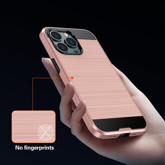 Bild 3, iPhone 13 Mini - Borstad Stål Textur Hybrid Skal - Grå