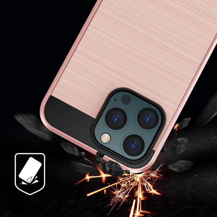Bild 4, iPhone 13 Mini - Borstad Stål Textur Hybrid Skal - Grå