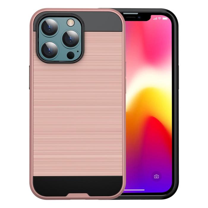 Bild 6, iPhone 13 Mini - Borstad Stål Textur Hybrid Skal - Grå