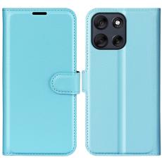 Motorola Moto G56 5G Fodral Litchi L&auml;der Bl&aring;