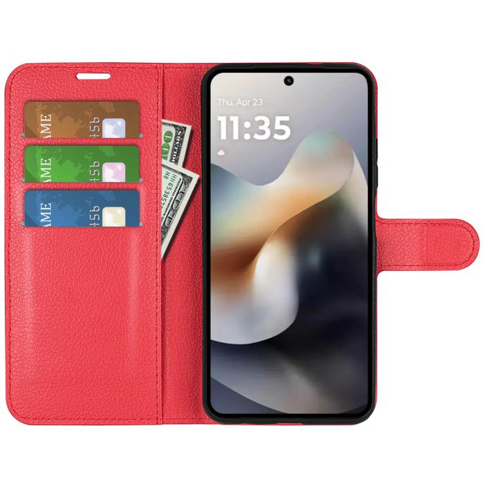 Bild 5, Motorola Moto G56 5G Fodral Litchi Läder Röd
