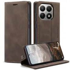 CASEME Xiaomi 15T Fodral Flip Retro L&auml;der Brun
