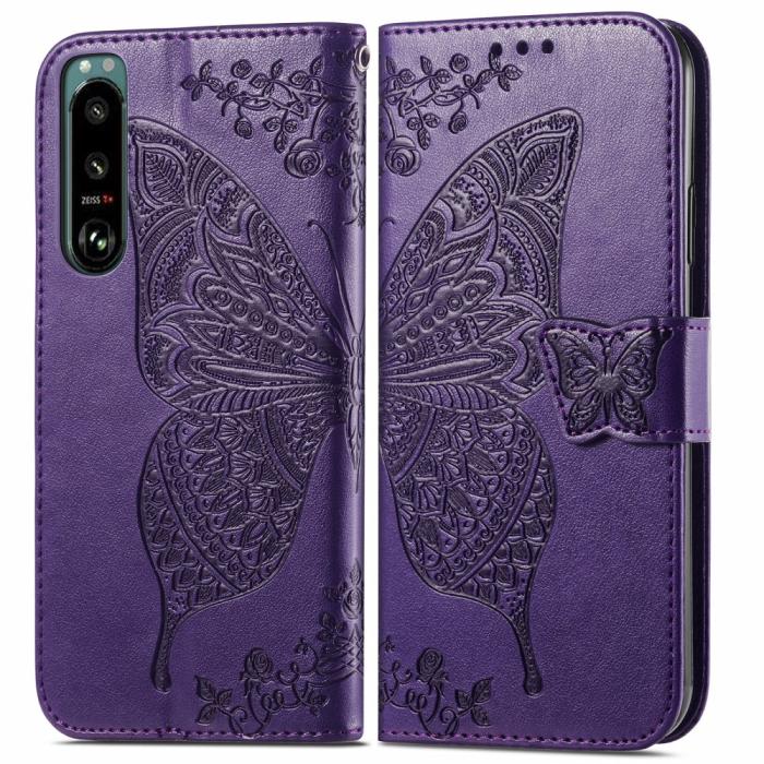 Bild 1, Sony Xperia 5 III Fodral Tryckt Butterfly Lila