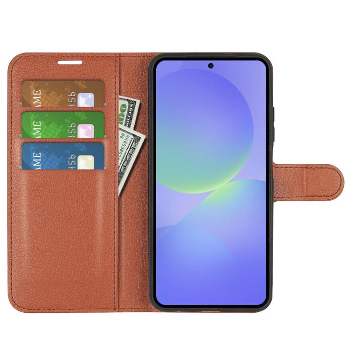 Bild 2, Samsung Galaxy A37 5G Fodral Litchi Läder Brun