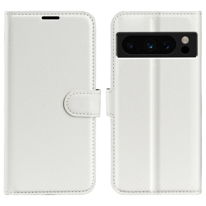 Bild 1, Google Pixel 8 Pro Fodral Litchi Textur Vit