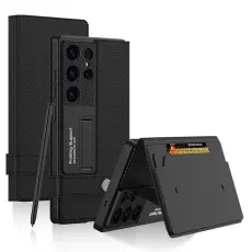 GKK Galaxy S25 Ultra Fodral Kickstand L&auml;der Svart