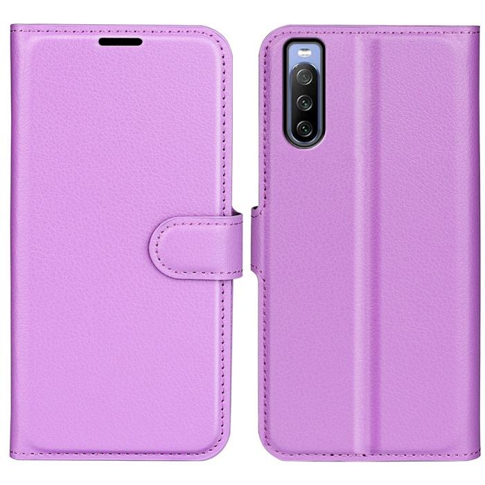 Bild 1, Sony Xperia 10 IV Fodral Litchi Läder Lila