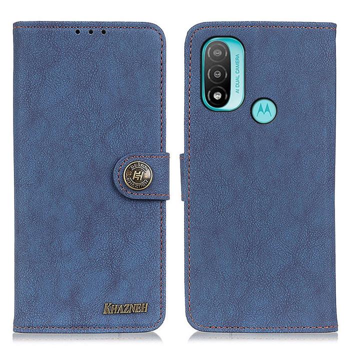 Bild 1, KHAZNEH Motorola Moto E20 / E40 Fodral Split Läder Blå