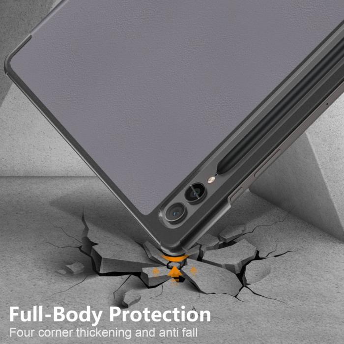 Bild 6, Samsung Galaxy Tab S9 Plus Fodral Läder Grå