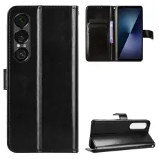 Sony Xperia 1 VII Fodral Crazy Horse L&auml;der Svart