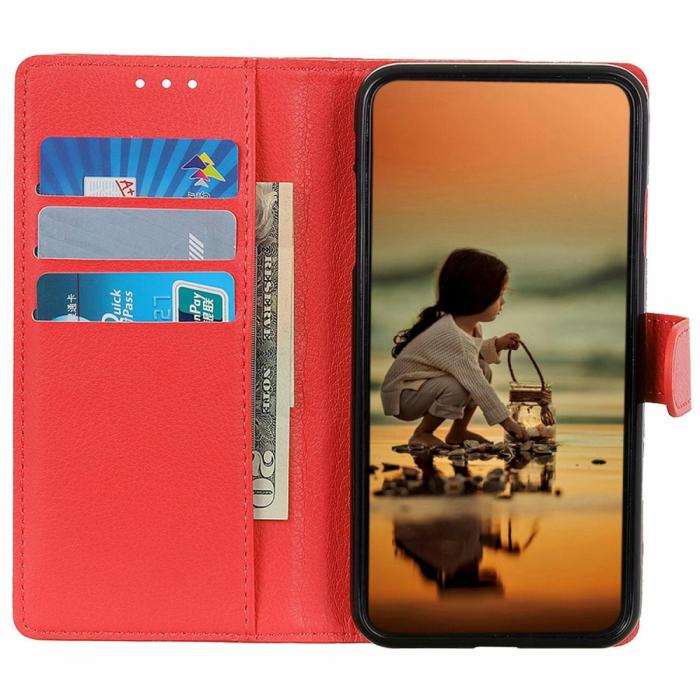 Bild 2, Motorola Moto E22i Fodral Litchi Läder Röd