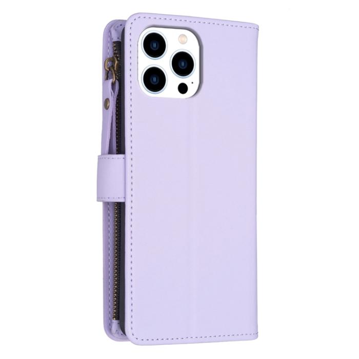 Bild 3, iPhone 15 Pro Fodral 9-Kort Multifunktionell Ljus Lila