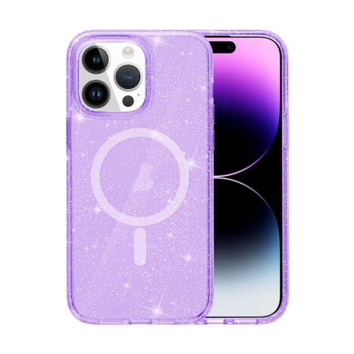 Bild 1, iPhone 15 Pro Skal MagSafe Glitter Hybrid Lila