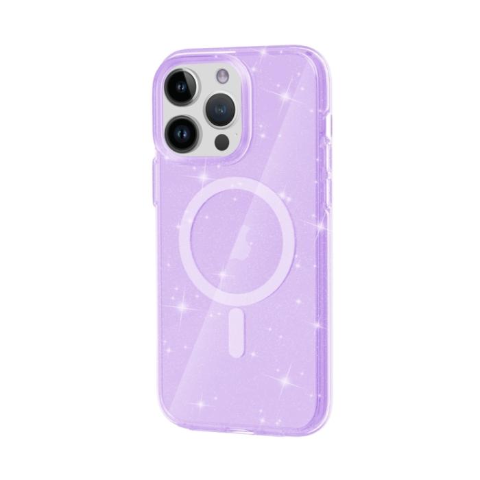 Bild 4, iPhone 15 Pro Skal MagSafe Glitter Hybrid Lila