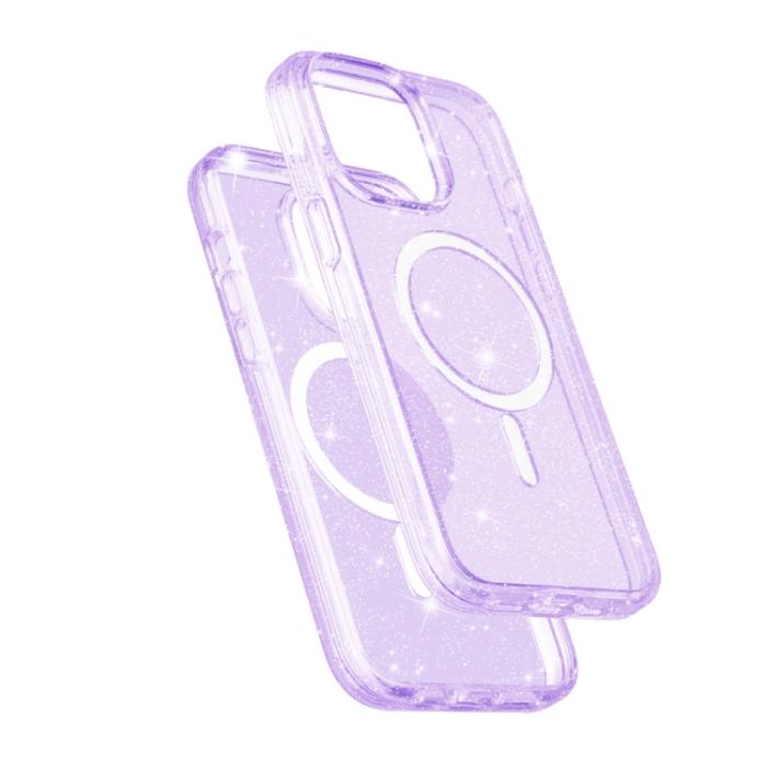 Bild 5, iPhone 15 Pro Skal MagSafe Glitter Hybrid Lila
