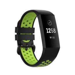 Fitbit Charge 4/3 Silikon Träningsarmband Svart/Fluorescent Grön