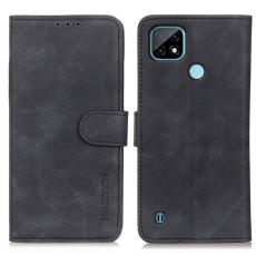 Realme C21 - KHAZNEH Retro Läder Fodral - Svart