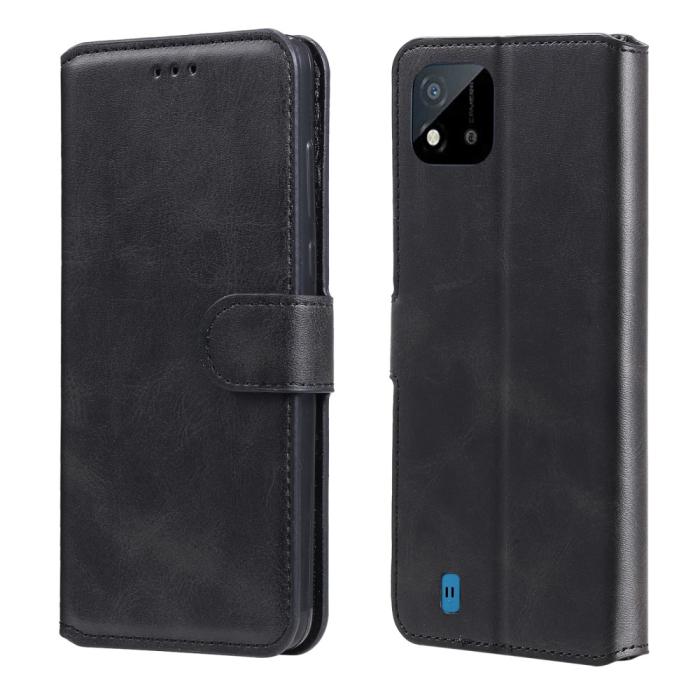 Bild 1, Realme C21 - Solid Läder Fodral - Svart