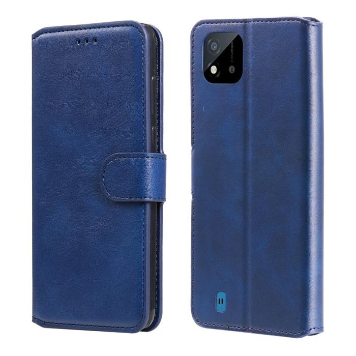 Bild 1, Realme C21 - Solid Läder Fodral - Blå
